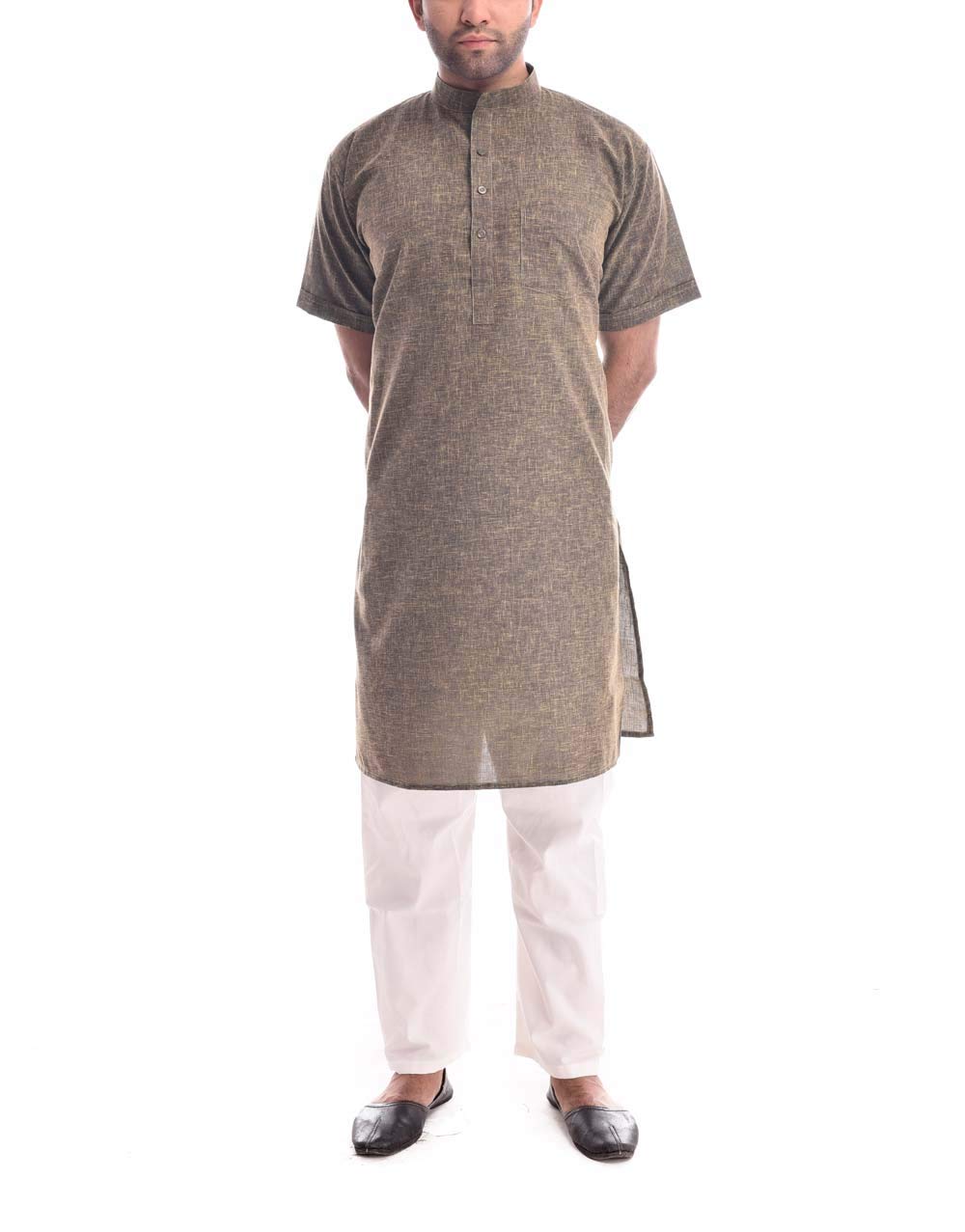 royal kurta Mens Linen Half Sleeve Kurta Pyjama-picture-28