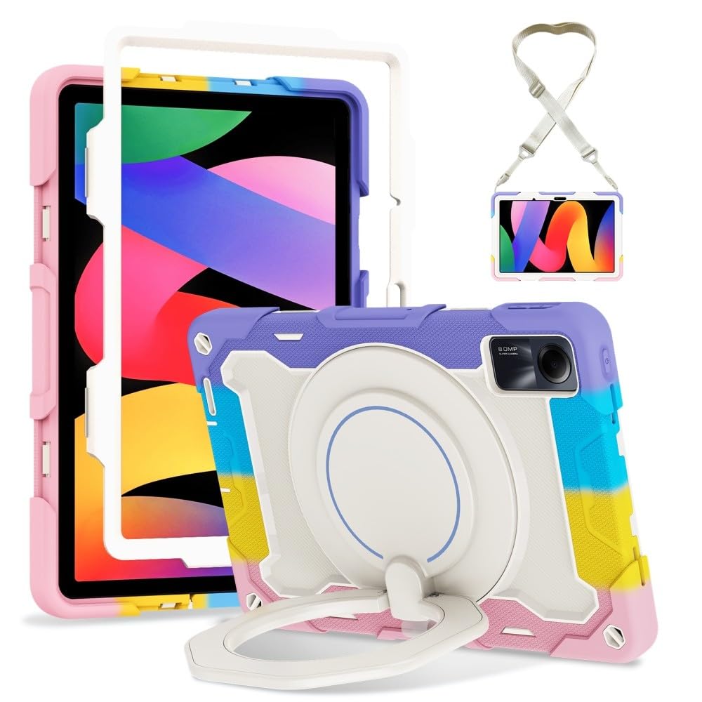 Coque Xiaomi Redmi Pad SE 11" rose coloré en silicone rigide avec support - 8
