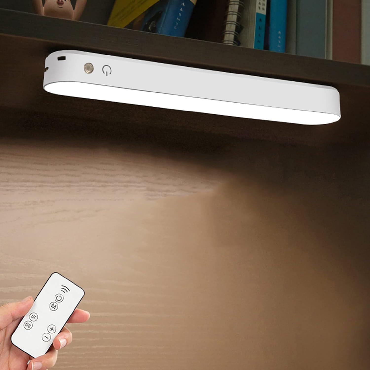 BOYKIMUnder Cabinet Light with Remote,Magnet Led Light Bar,Rechargeable Battery Powered Touch Control Reading Light with Nightlight Timer for Closet Cupboard
