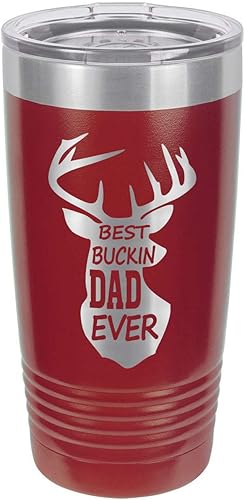 BEST BUCKIN Papá Everer granate vaso de bebida de 20 oz con paja  Taza de viaje grabada con láser  Comparar con Yeti Rambler  Idea de regalo Papá