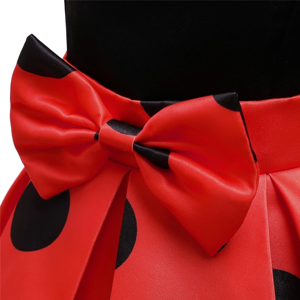 Lito Angels Costume da Ladybug Vestito di Compleanno da Ragazza eroica maculata per Bambina Taglia 2-11 anni