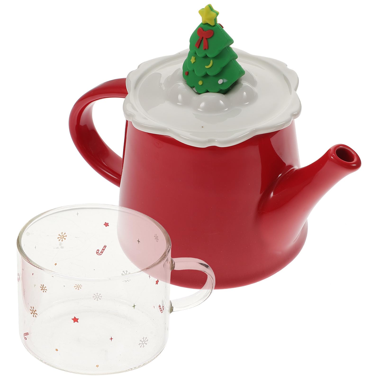 Juego de té navideño con tetera de 500ml y taza de cerámica que conserva el calor