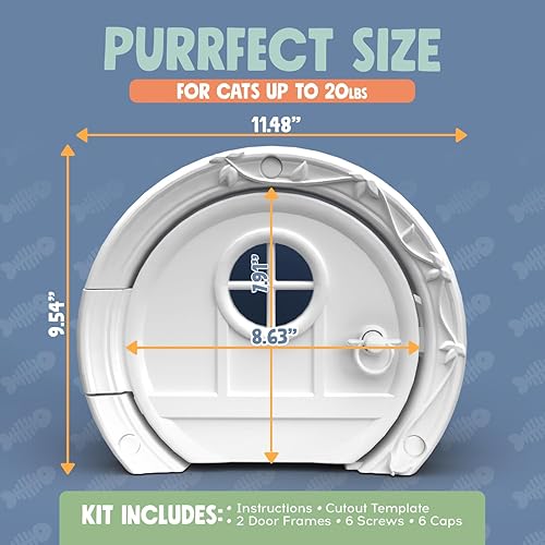 Miniatura 6 de Gnome Puerta para gatos para puertas interiores, elegante y funcional sin solapa, con cerradura y fácil instalación, espaciosa puerta grande para