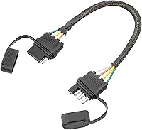 Vista 6 de Oyviny Adaptador de remolque plano de 7 vías a hoja de 4 vías + extensión de remolque Oyviny de 4 pines de 12 pulgadas