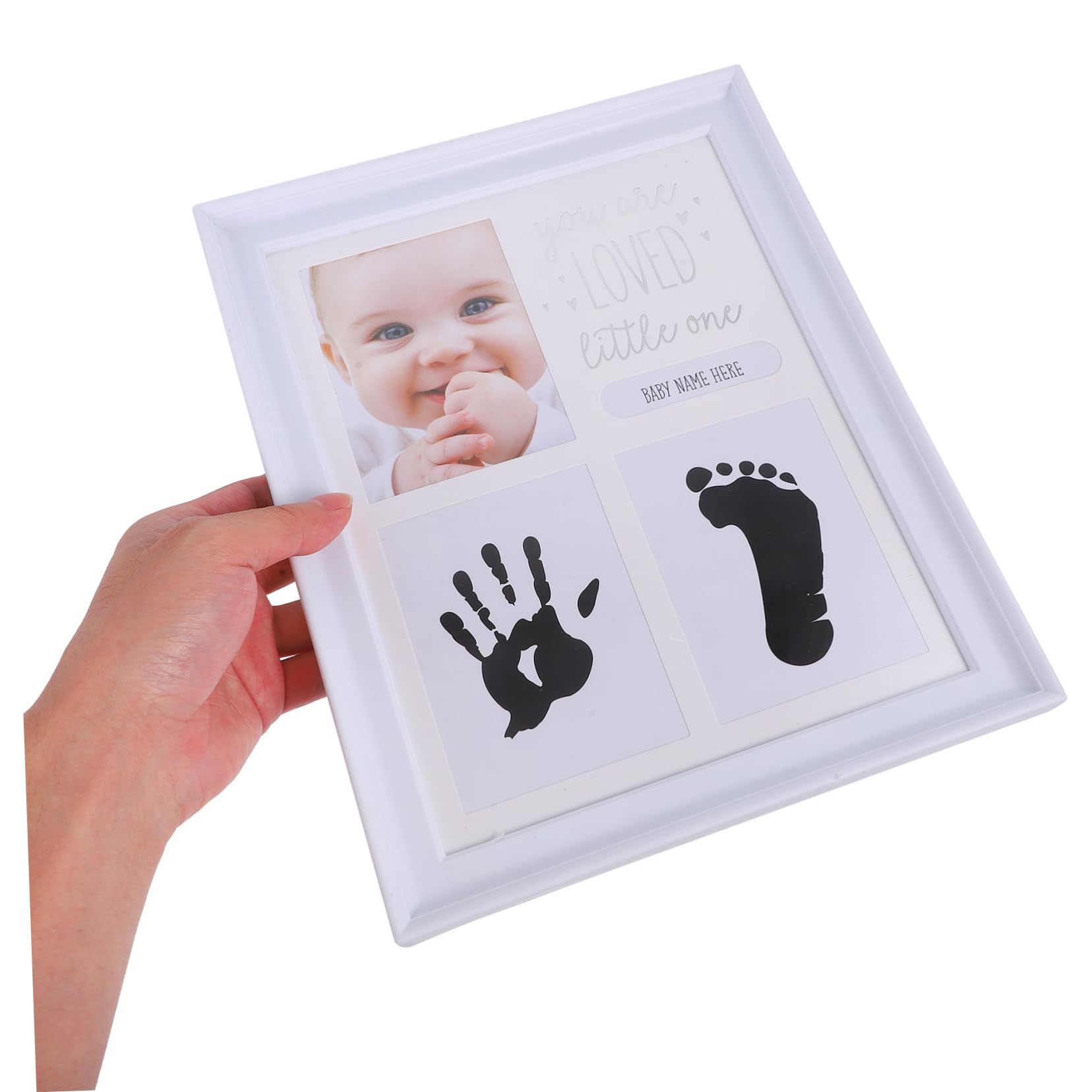 Toyvian 4 sztuki na zdjęcia Oh odcisk dłoni rzeczy chłopiec odkrywanie ogłoszenia ciąży ogłoszenie imię baby shower pierwsze nadruki dla noworodka odzież dla niemowląt płeć ABS biała