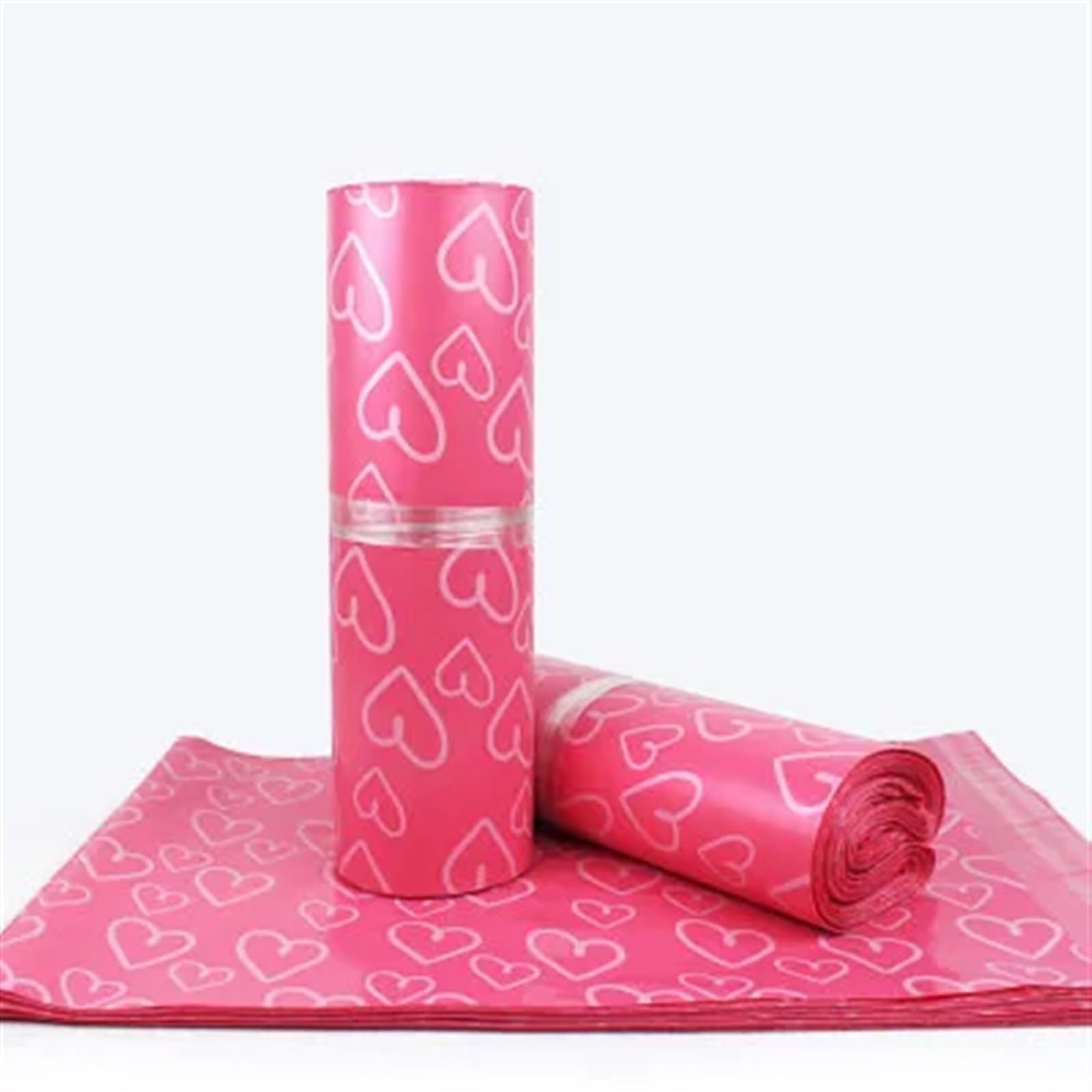 Buste Per Spedizioni 50 Pz/lotto Grandi Sacchetti di Corriere Smerigliato Rosa Modello di Cuore Sacchetto Adesivo Autosigillante Materiale Opaco Busta Mailer Sacchetto di Spedizione Postale(Pink,45x60