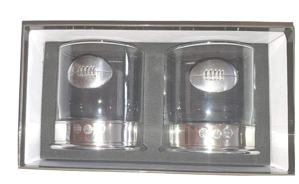 Lead Free pewterware Mounted 12oz Whisky Glass with a Rugby Ball Emblem in a Presentation Box of 1 or 2 Glasses (2) - Image 2