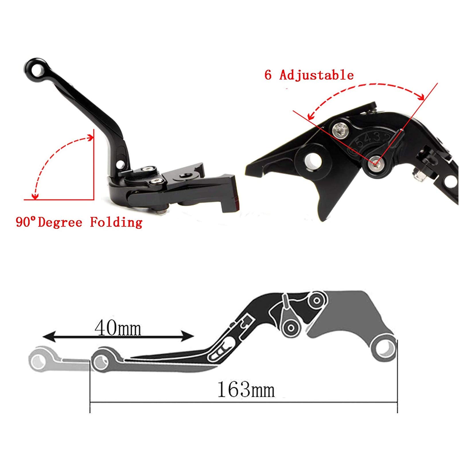 Moto Réglable Pliable Leviers d'embrayage de Frein CNC Aluminium pour R NINE T 2017-2020 R NINET URBAN GS 2017-2020 R Nine T Scrambler/R Nine T Pure/R Nine T Cafe Racer 2017-2020-Noir