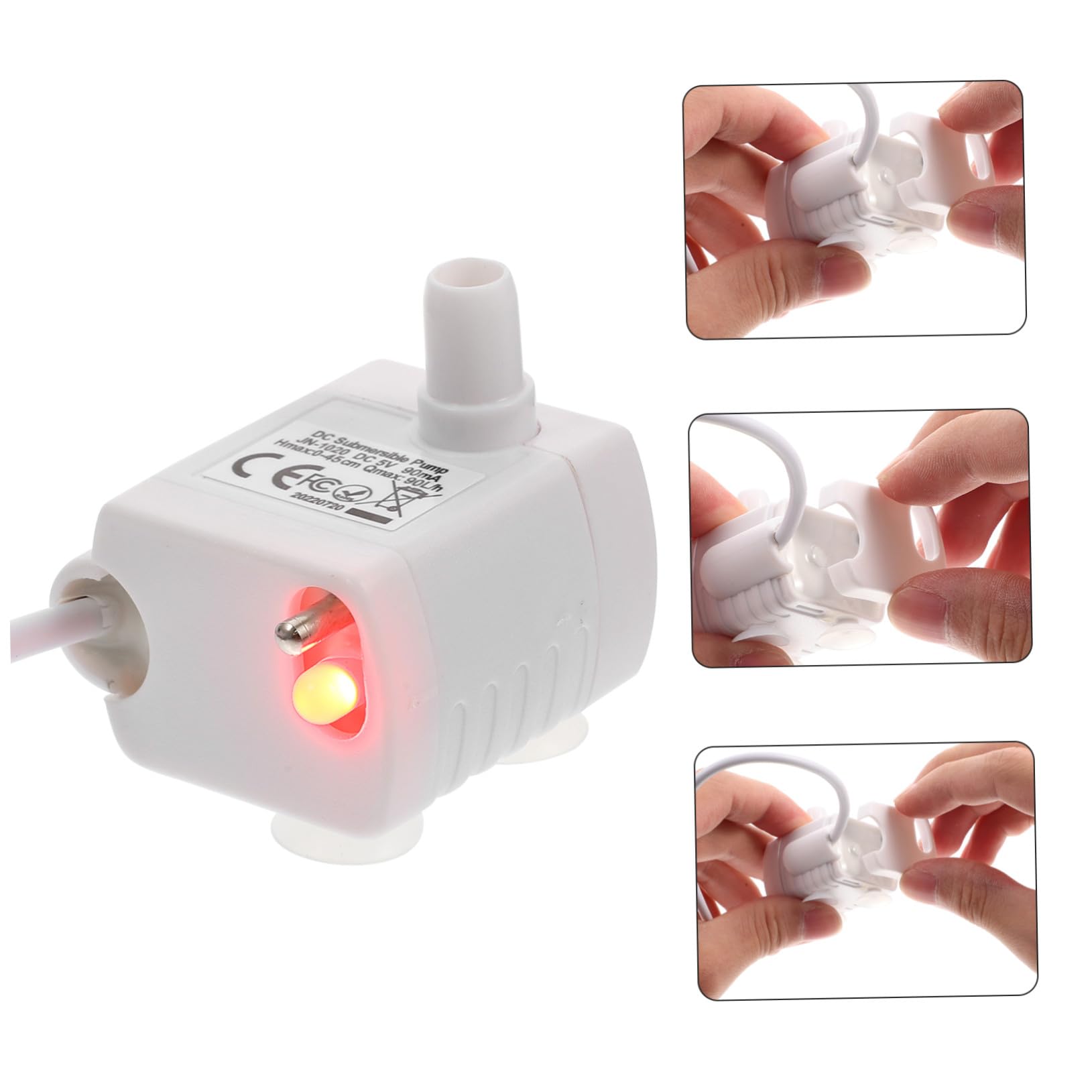 Bomba de Agua Sumergible para Fuente de Gatos Luz 5v1a | Repuesto para Bebedero de Mascotas, Abs Blanco, Incluye Cable Usb, Uso en Hogares y Tiendas de Mascotas