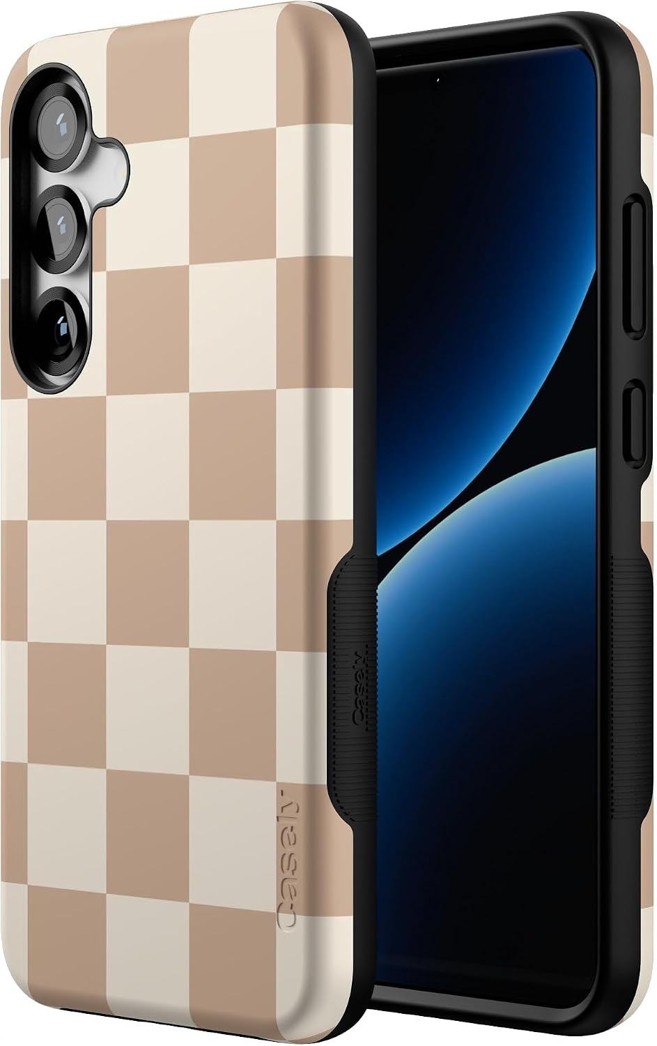 Casely Galaxy S25 Plus Case | Fit Check | Neutral Checkerboard | Bold Protective Design | Compatible with MagSafe