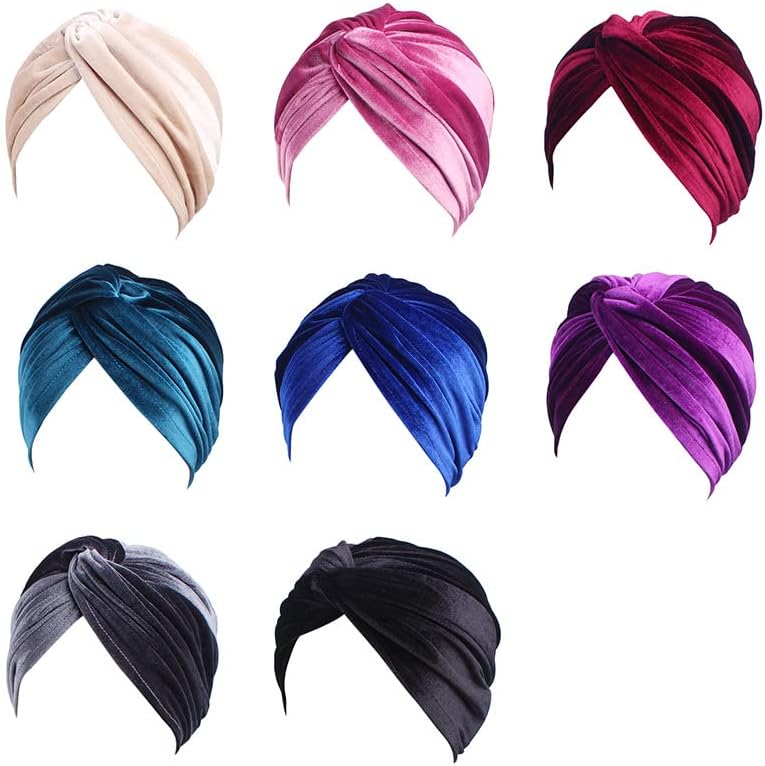 Women's Stretch Velvet Twist Pleasted Hair Wrap Turban Hat Cancer Chemo Beanie Cap Headwear - Image 2