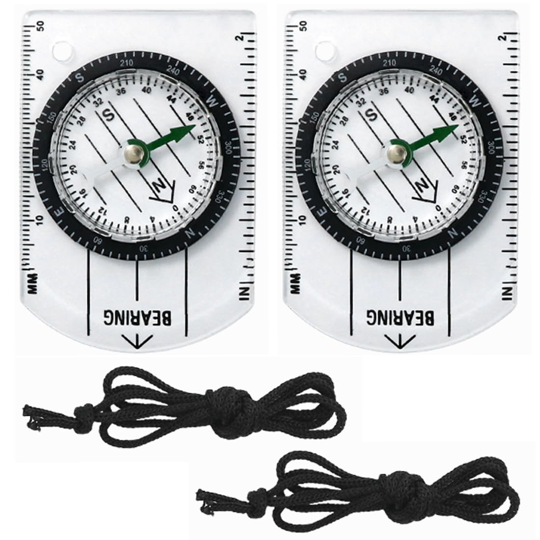 2 pièces Multifonction, Professionnelle avec Règle de Mesure, de Navigation et d'Orientation pour Randonnée, Expédition, Navigation et Survie, Militaire, Compas, Guide de Survie (12,5 x 6,0 cm)