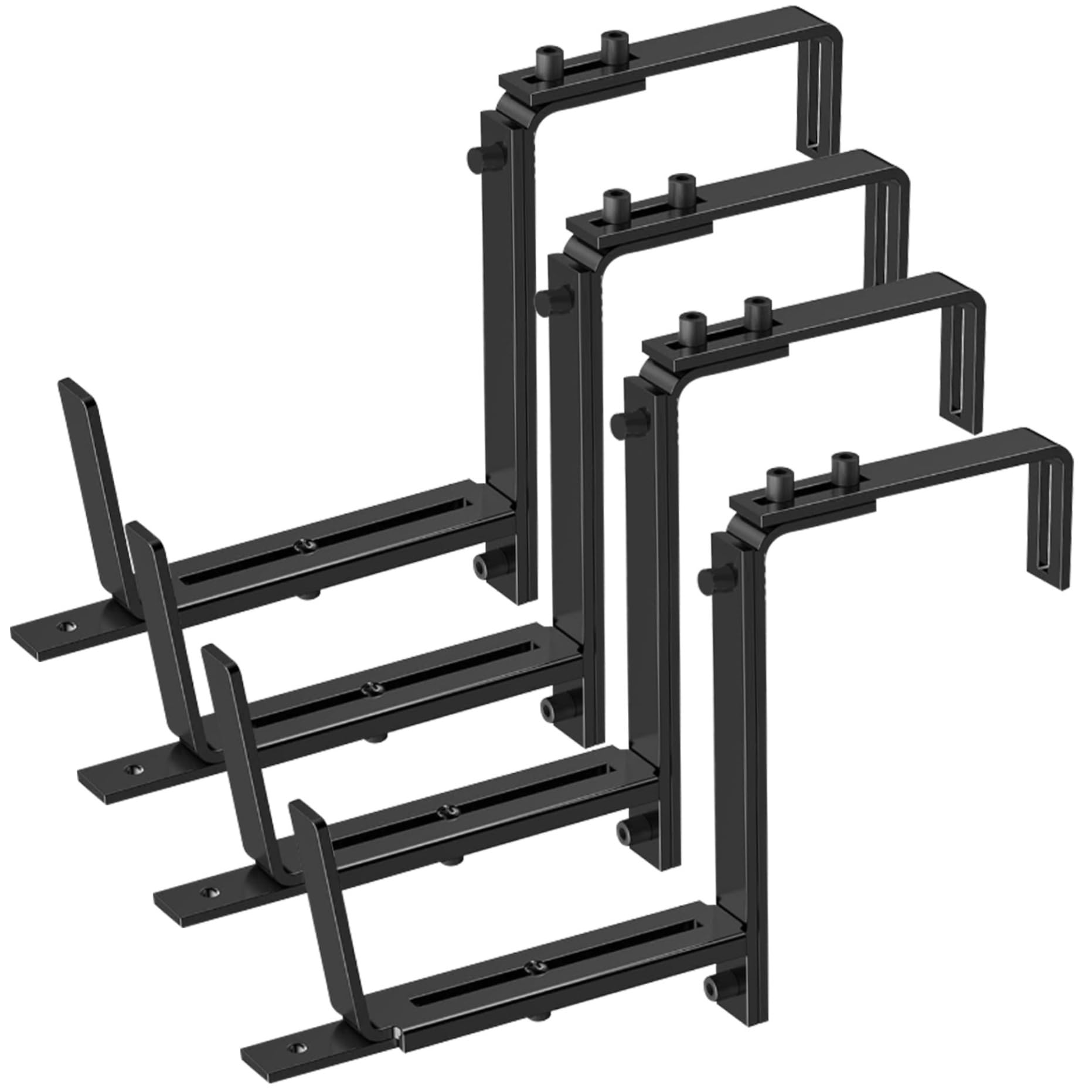 Blumenkasten-Halterungen, Pflanzkasten-Halterungen, 4 Stück, robuste, verstellbare Halterung, massives Metallfenster für Geländer, Wand, Balkon, Garten, für Zuhause
