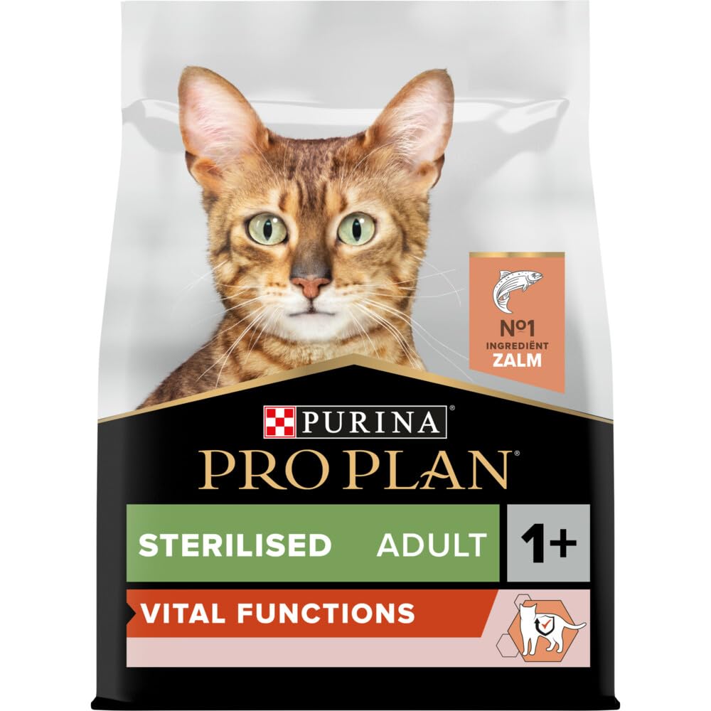 PRO PLAN Sterilised Adult 1+ Vital Functions Salmon Dry Cat Food 3kg (Pack of 4)