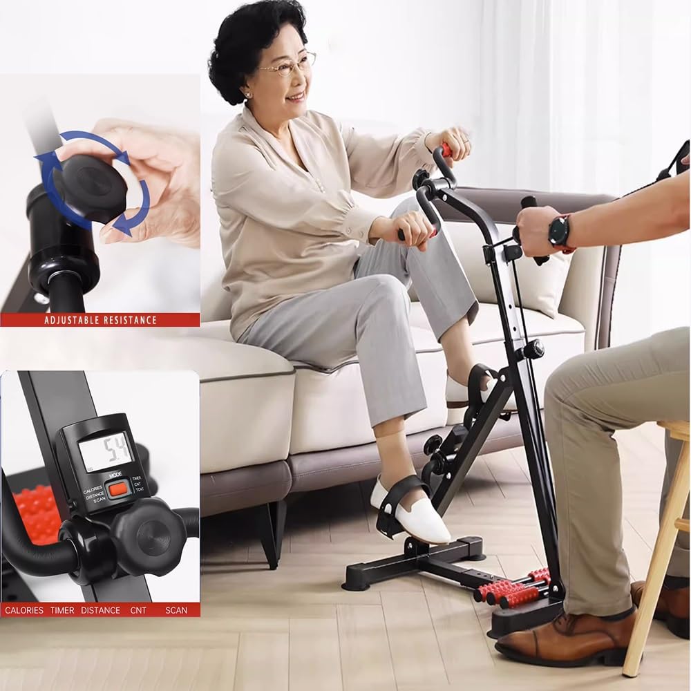 Inteligentny dom, przenośny, składany pedał do ćwiczeń z wyświetlaczem LCD, regulowany opór do rehabilitacji osób starszych i ćwiczeń ramion i nó