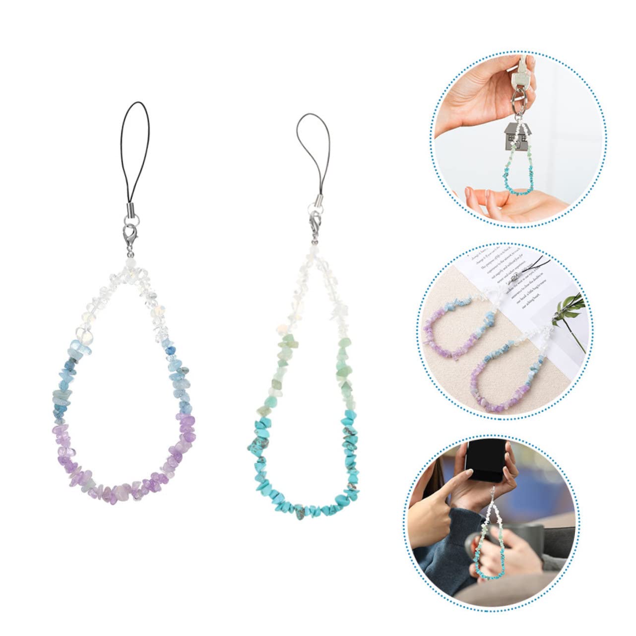 ABOOFAN 10piezas Cadenas De Teléfono Cuentas De Natural De Correa De Móvil Ligera y Decorativa Compatible Smartphones y Cámaras Para Regalar Cumpleaños y Festivales
