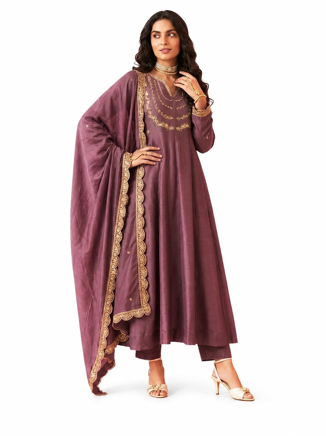 yashika Women's Silk Blend Embroidered Anarkali Kurta Set with Dupatta | Full Length Ethnic Wear for Women | Wedding-picture-12