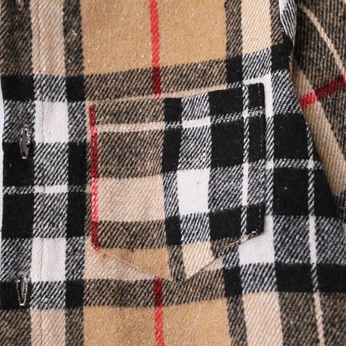 Image of 2Pcs Boys Clothes Sweatsuit Set Hoodie Flannel Plaid Shirt and Jogger Pants for Kids Fall Winter Spring Outfits