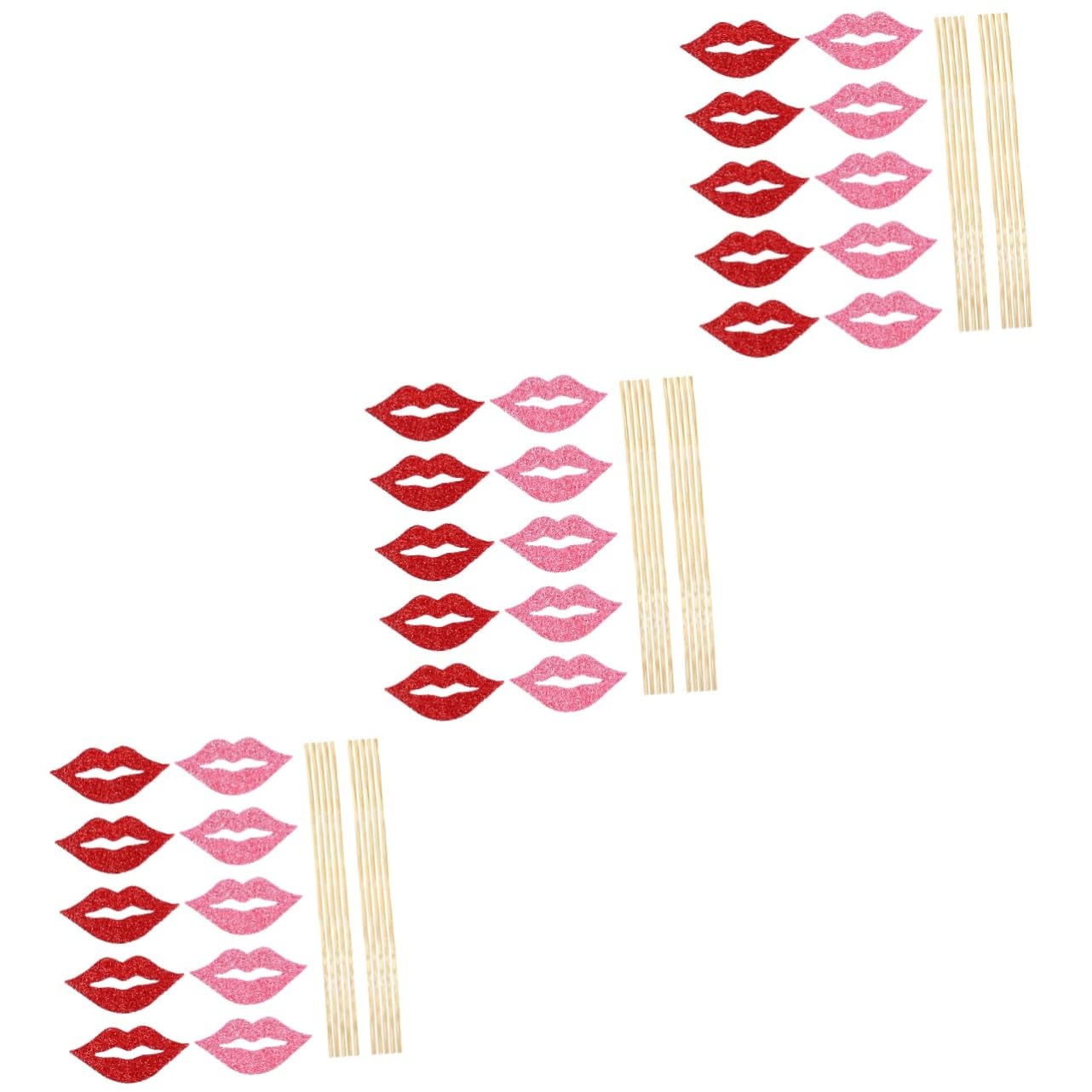 3 Sätze Teiliges Lippen Foto Requisiten Rote Und Pinke Lustige Party Accessoires Kreative Handheld Props Für Geburtstag Hochzeit Und Festival Dekoration 40 Stück * 3