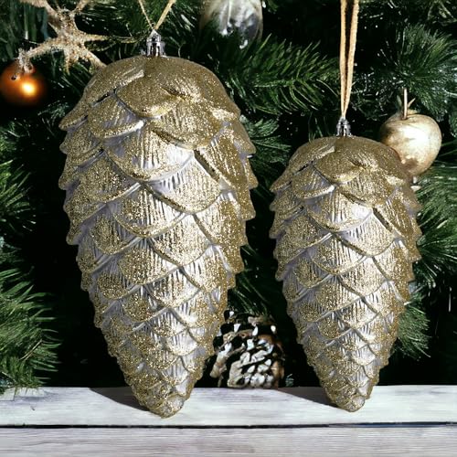 XL Christbaumanhänger Zapfen 2er Set - 23cm / 17 cm - Outdoor...