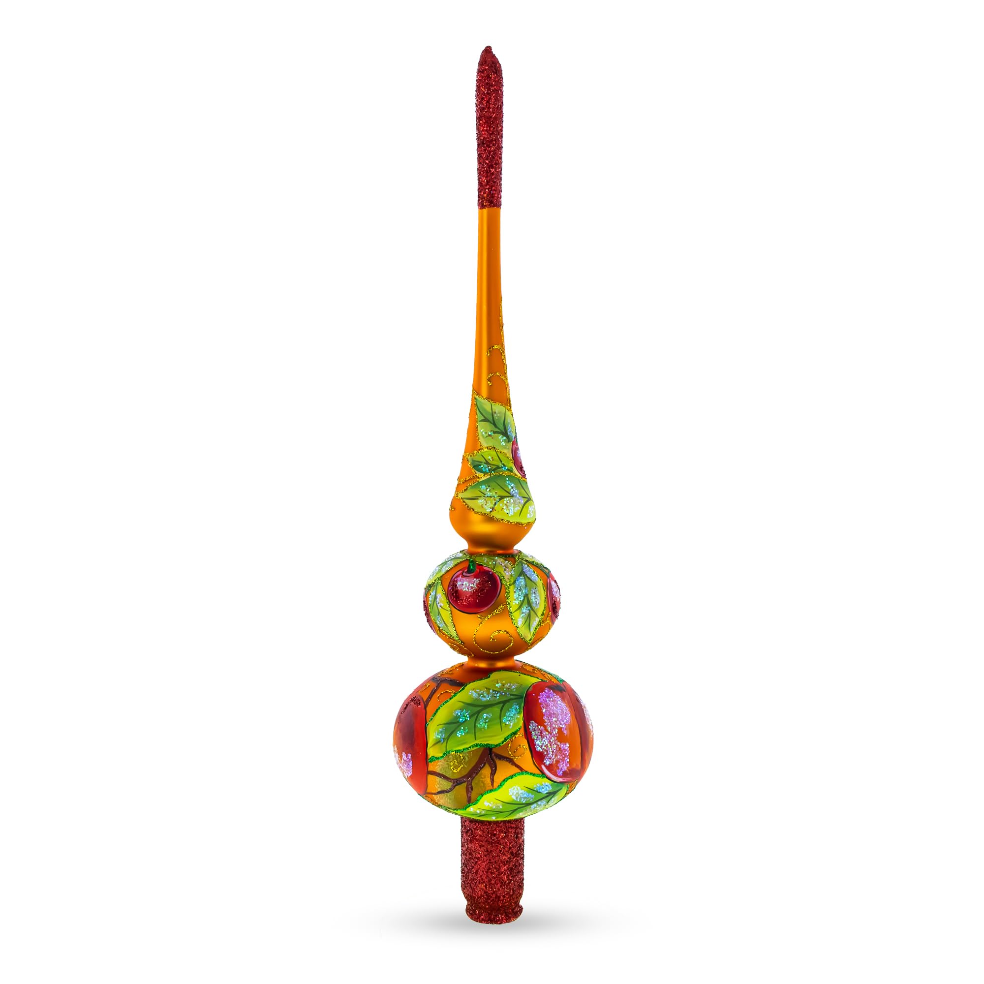 BestPysanky Cimier de sapin de Noël en verre Motif pêches 31 cm