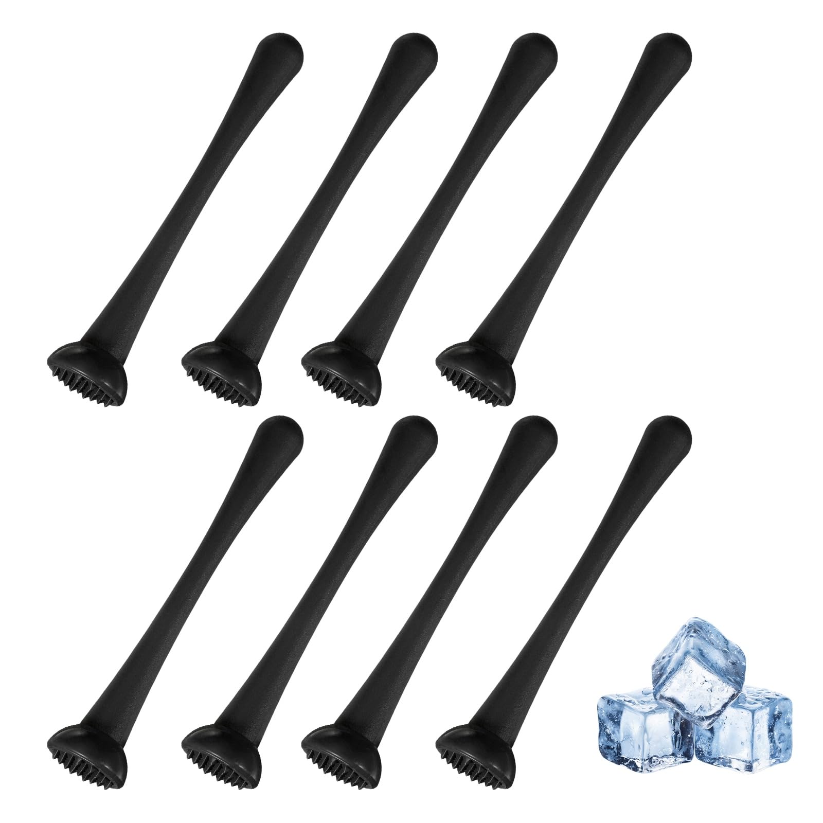 sourcing map 8 Pcs Cocktail Muddler, 8 Inch PP Drink Muddler Bar Accessories Tools Ice Crusher for Home Party Cocktail Fruit Drinks, Black (Thin)