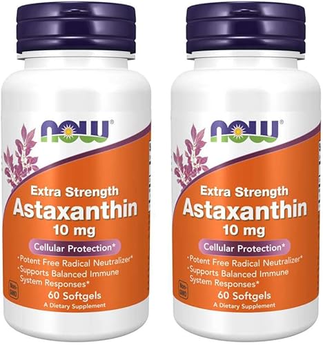 NOW Foods Astaxantina 10mg 60 SoftGels (paquete de 2)