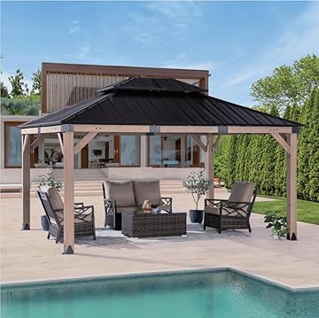wood gazebo metal roof