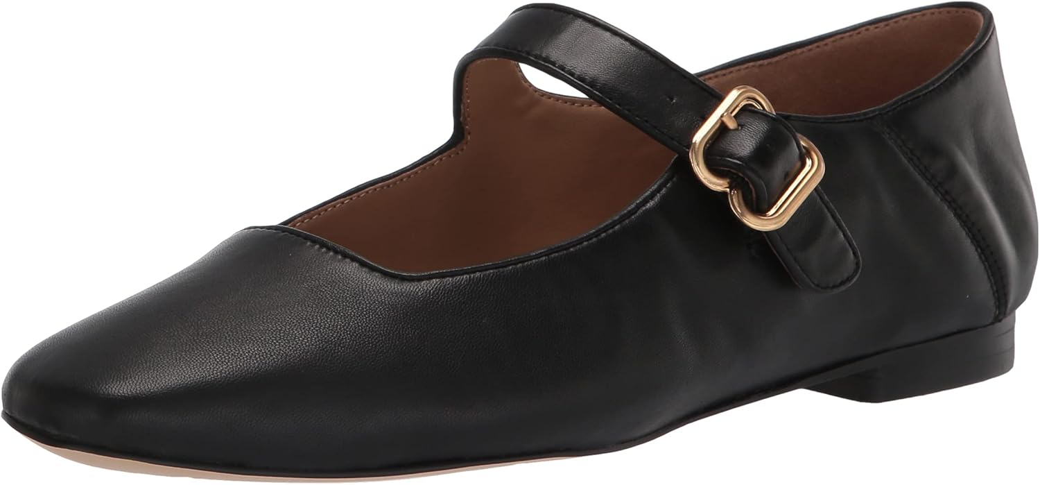 Sam Edelman Women's Michaela Mary Jane Flat, Black Leather, 6.5
