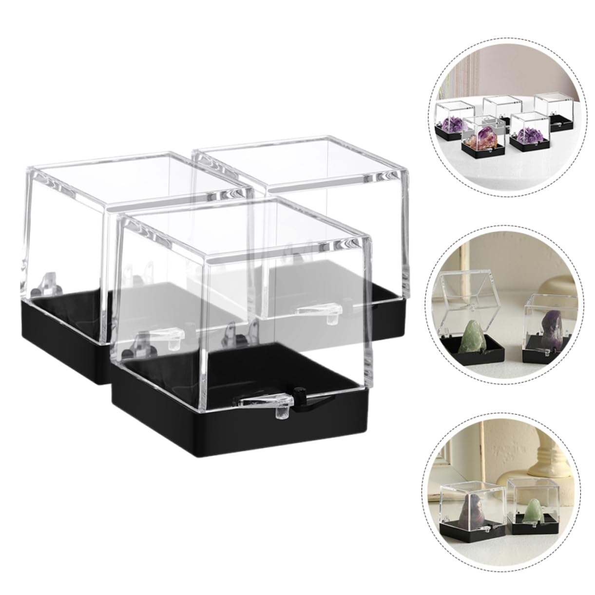 FUNOMOCYA 3pcs Boxes Mineral Standard Box Specimen Storage Case Mineral Specimen Display Case Specimen Container Mineral Specimen Display Boxes Display Container Specimen Case