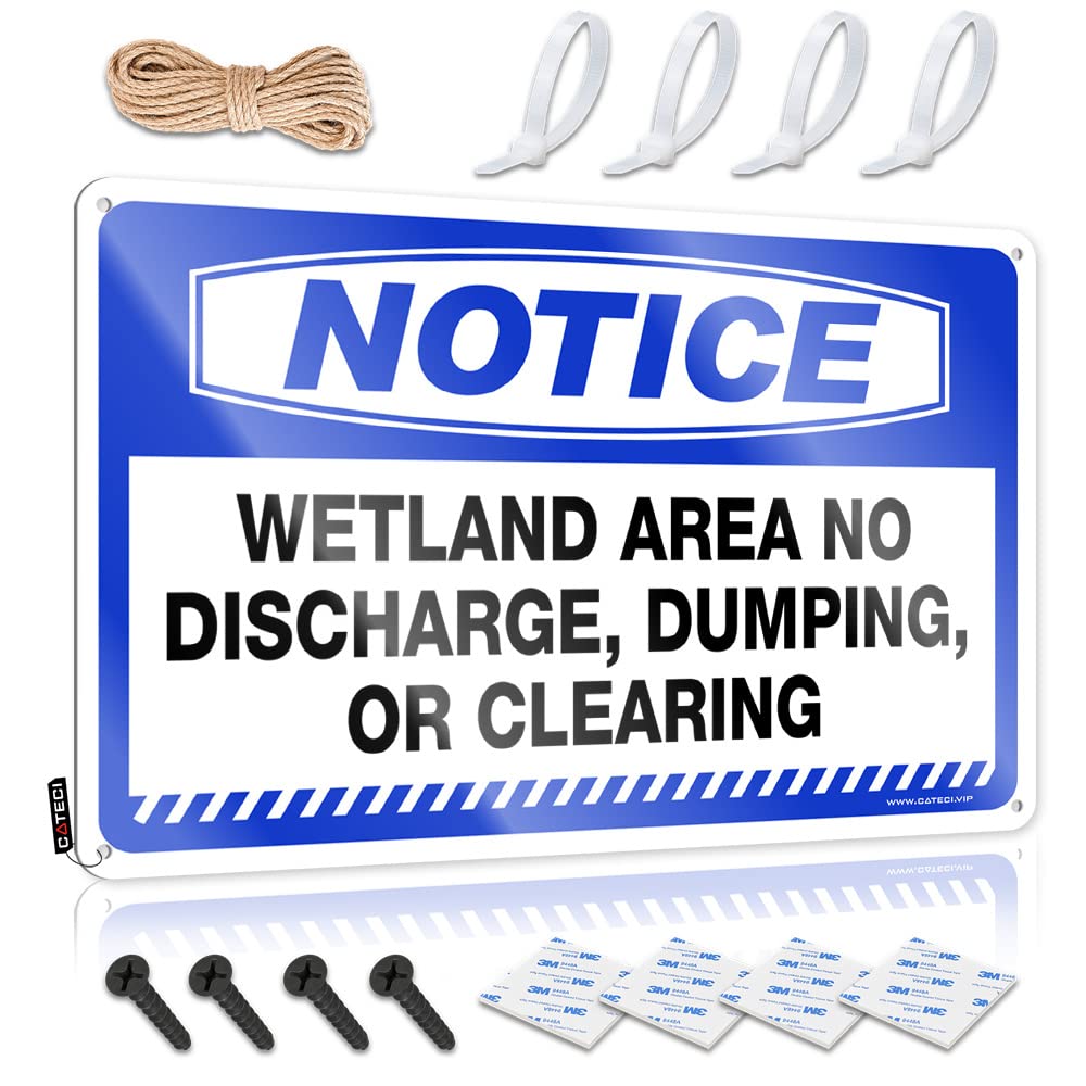 BRUNTELO Bar Signs For Home Decor Notice Wetland Area No Discharge, Dumping, Or Clearing Tin Sign Signs For Garage Bar Decor For Home