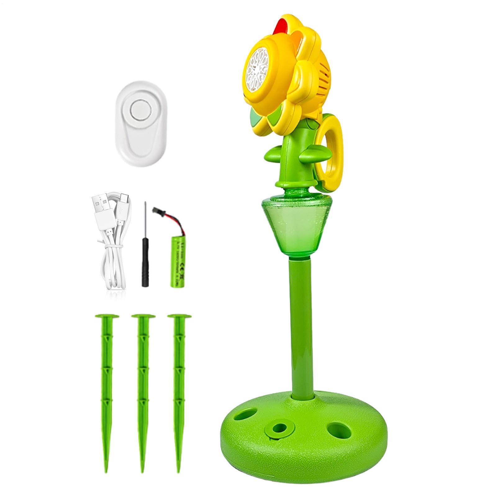 Zewnętrzna Maszyna Do Baniek Zabawka zdalnie sterowana Słonecznik | Wytwornica Baniek Z Regulacją Wysokości Dla Dzieci Dorosłych i Nastolatków na Przyjęcia Urodzinowe i Ślubne w