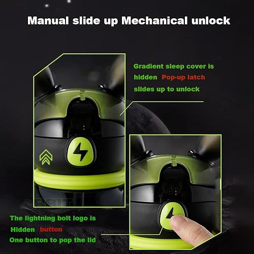 Miniatura 4 de KangTen CHEN Botella de agua de conejo de 37 onzas con pajilla, vaso de conejos espaciales con relámpago, botella de agua portátil para exteriores,