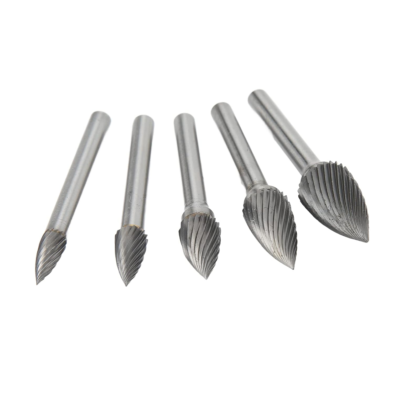 G Type Carbide Rotary Burr Kit, 6mm Shank Single Cut Heat Treated Burr Files for Grinding and Sculpting, 5 - Piece Set with Multiple Sizes for Die Grinder Use in Metal Wood