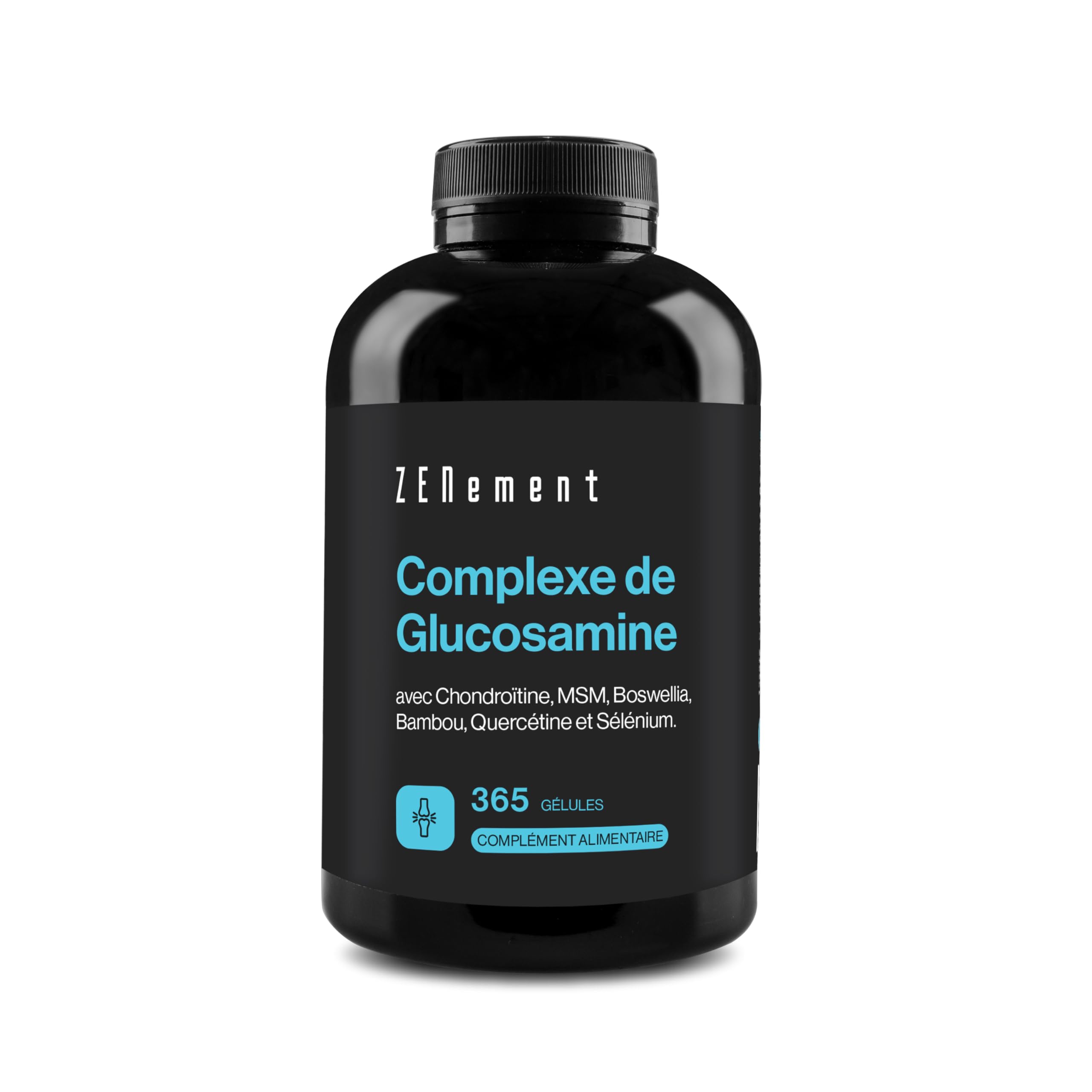Glucosamine Complex with Chondroitin, MSM, Boswellia, Bamboo, Quercetin and Selenium - 365 Capsules, 6 Month Cure, Capsule Formula - No Additives, No GMO - Zenement