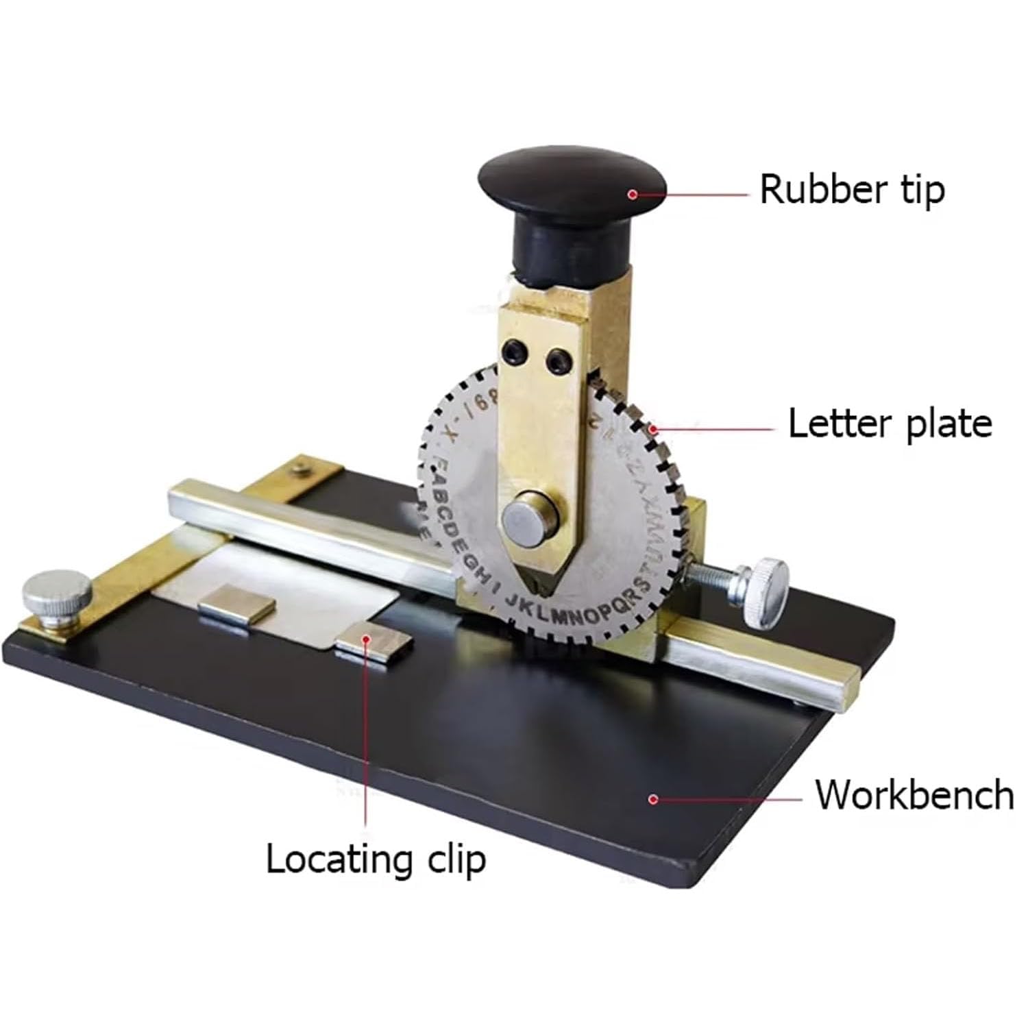 Macchina Manuale per la marcatura di targhette per Cani, capacità di 40 Caratteri, Dispositivo di Posizionamento e Ruota di Stampa da 84 mm per Una marcatura di precisione.