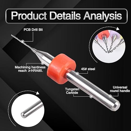 Miniatura 5 de KATUR Mini brocas de PCB 10 unids carburo espiral flauta carburo micro brocas herramienta rotativa joyería CNC tablero grabado de potencia