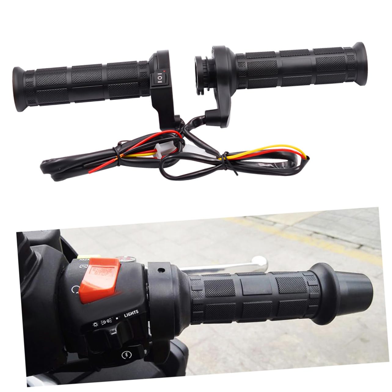 Puños Calefactables para Motocicleta Ajustables Mango Eléctrico Térmico para Invierno Calentador Resistente y Seguro para Manillar de Moto Compatible con Repuestos y Agarres