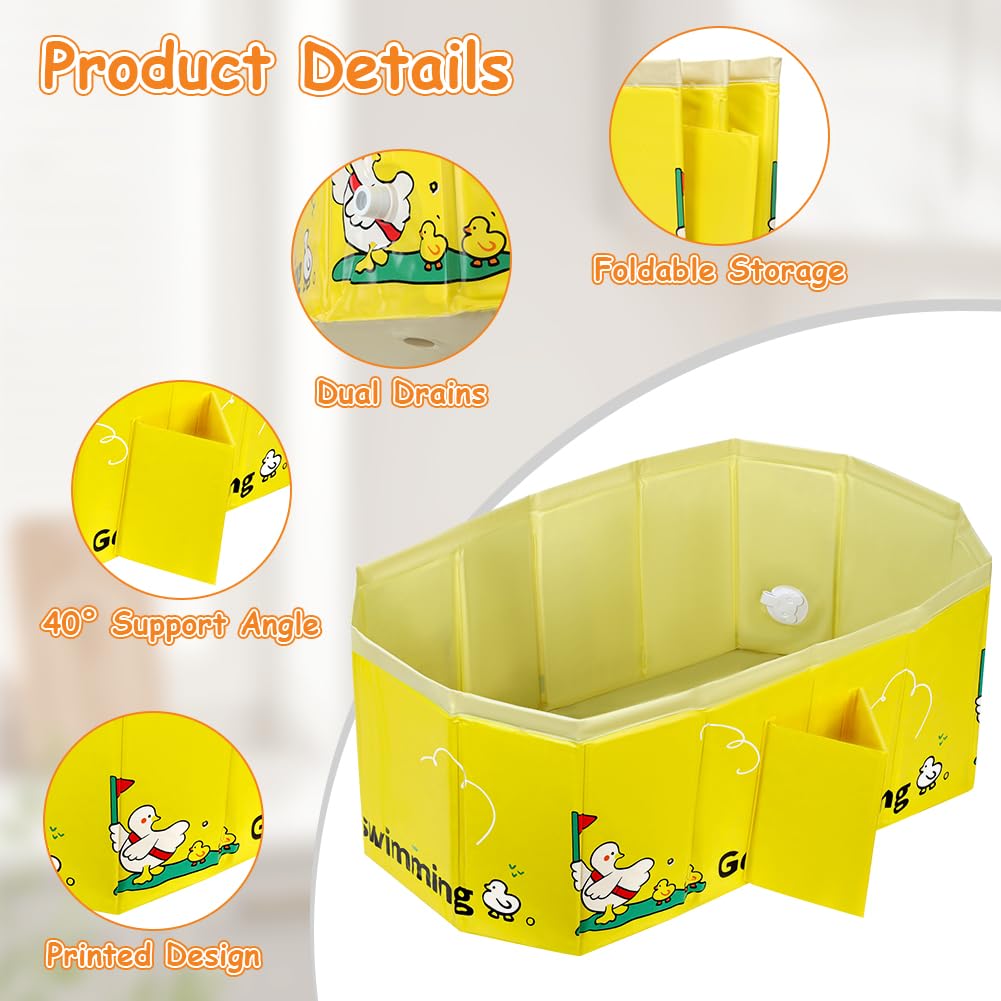 AUYAO Baignoire Pliable Bébé avec Valve Vidange Portable 0-8 Ans