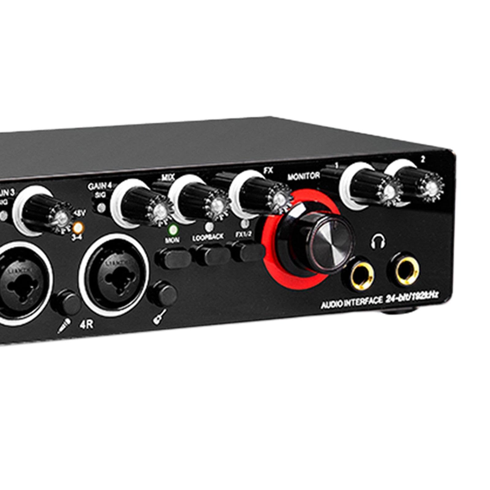 Oshhni Carte Son Interface Audio USB 4 Voies Interface Audio Professionnelle Home Studio Adaptateur Audio pour Diffusion K Songs PC Enregistrement