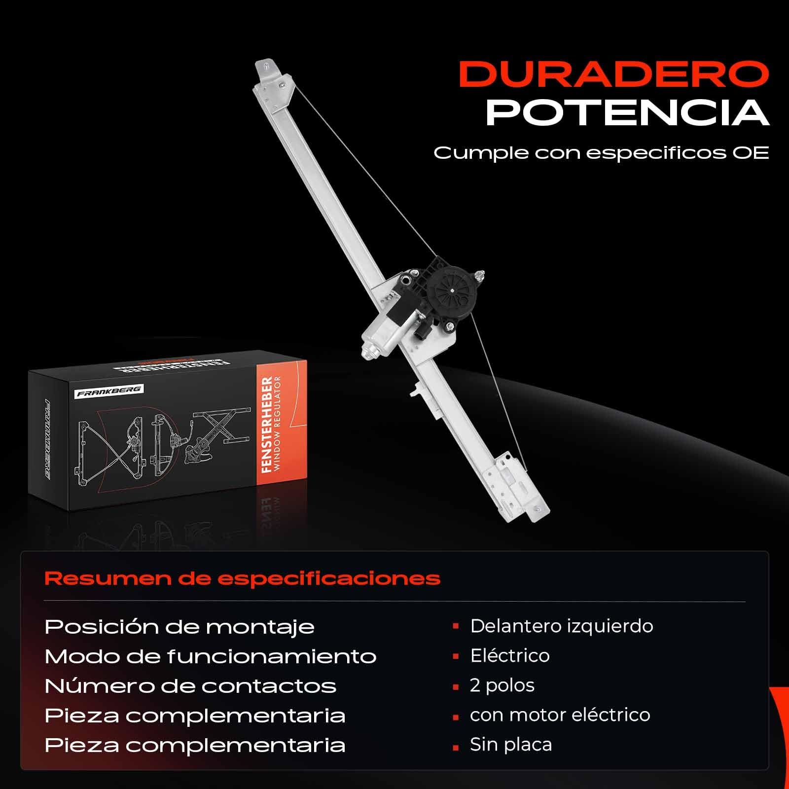 Frankberg Elevalunas con motor delantero izquierdo para Primastar X83 Vivaro J7 F7 E7 Trafic II JL FL EL 2001-2014