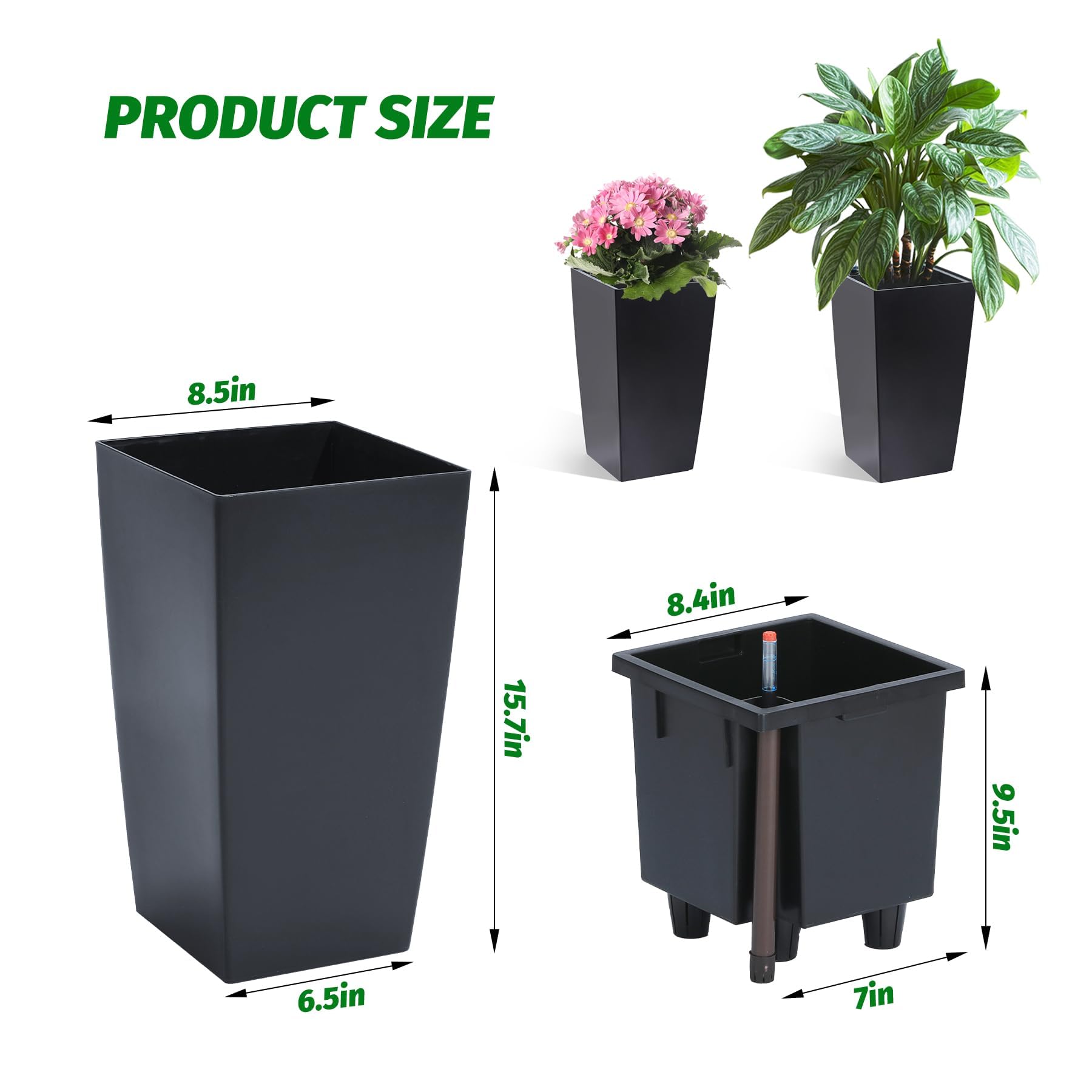 Lot de 2 pots de fleurs de 41 cm de haut, pour intérieur et extérieur