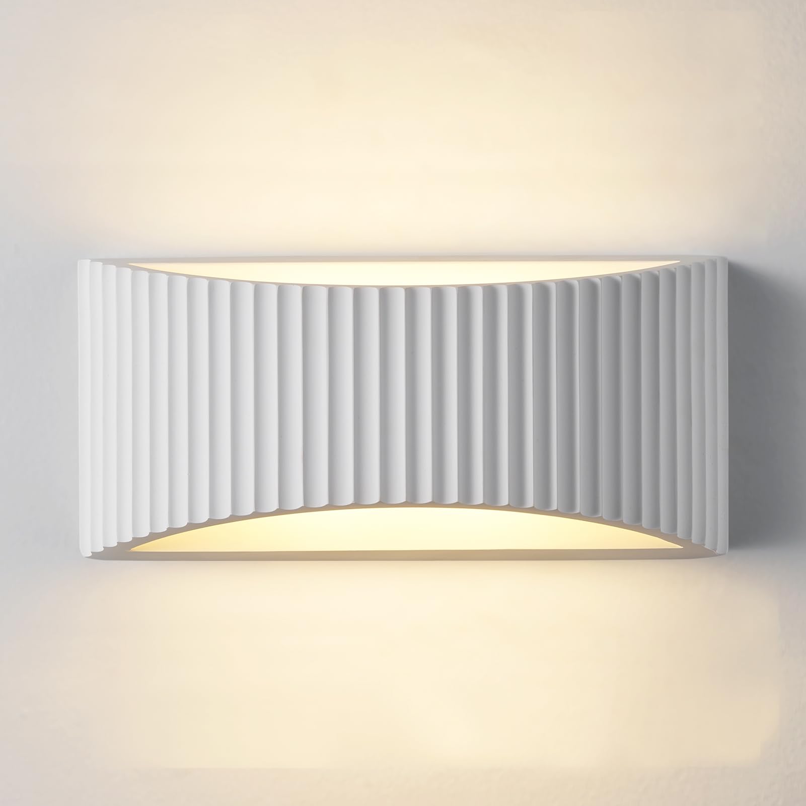 Harper Living Large Modern Wall LightWave Pattern ShadeG9 Cap Type Up And Down Wall LampWhite Ceramic Paintable from B&Q