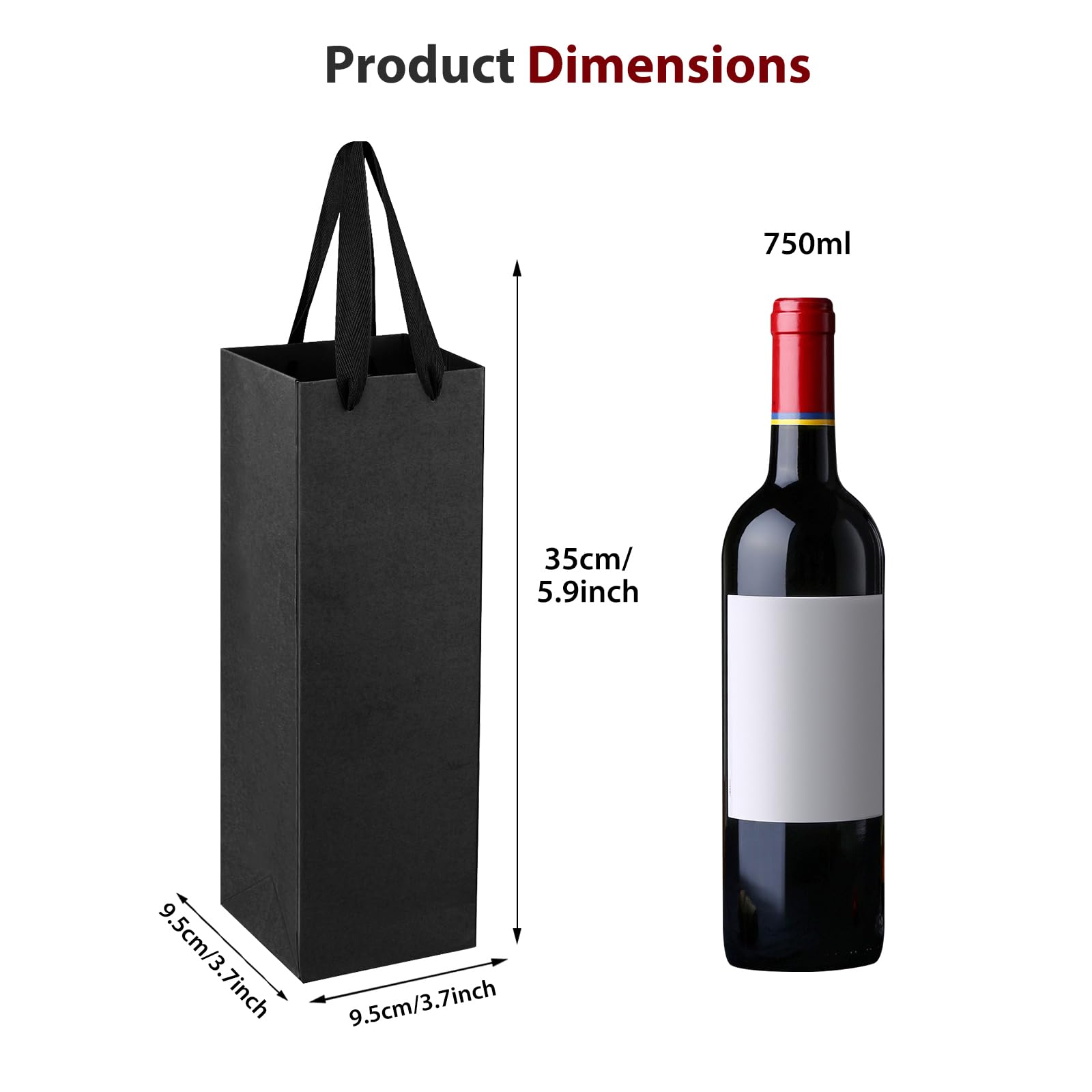 Fabaoday Pochette Cadeau Bouteille 20 PCS Sacs Cadeaux en Papier Kraft avec Poignées pour Vin