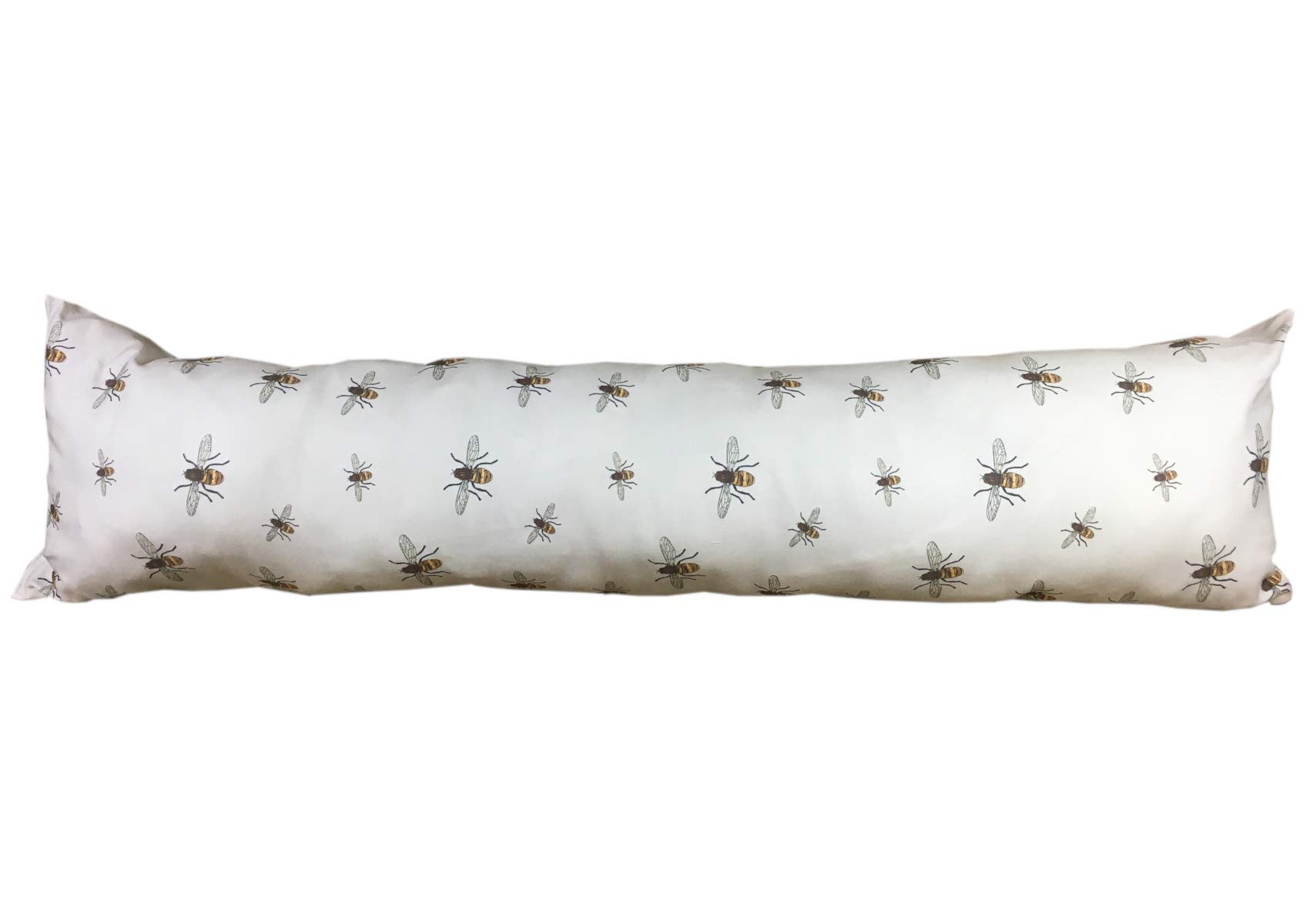 Draught Excluder Door or Window Cotton Bee Design Draft Stopper Cushion(Cream)