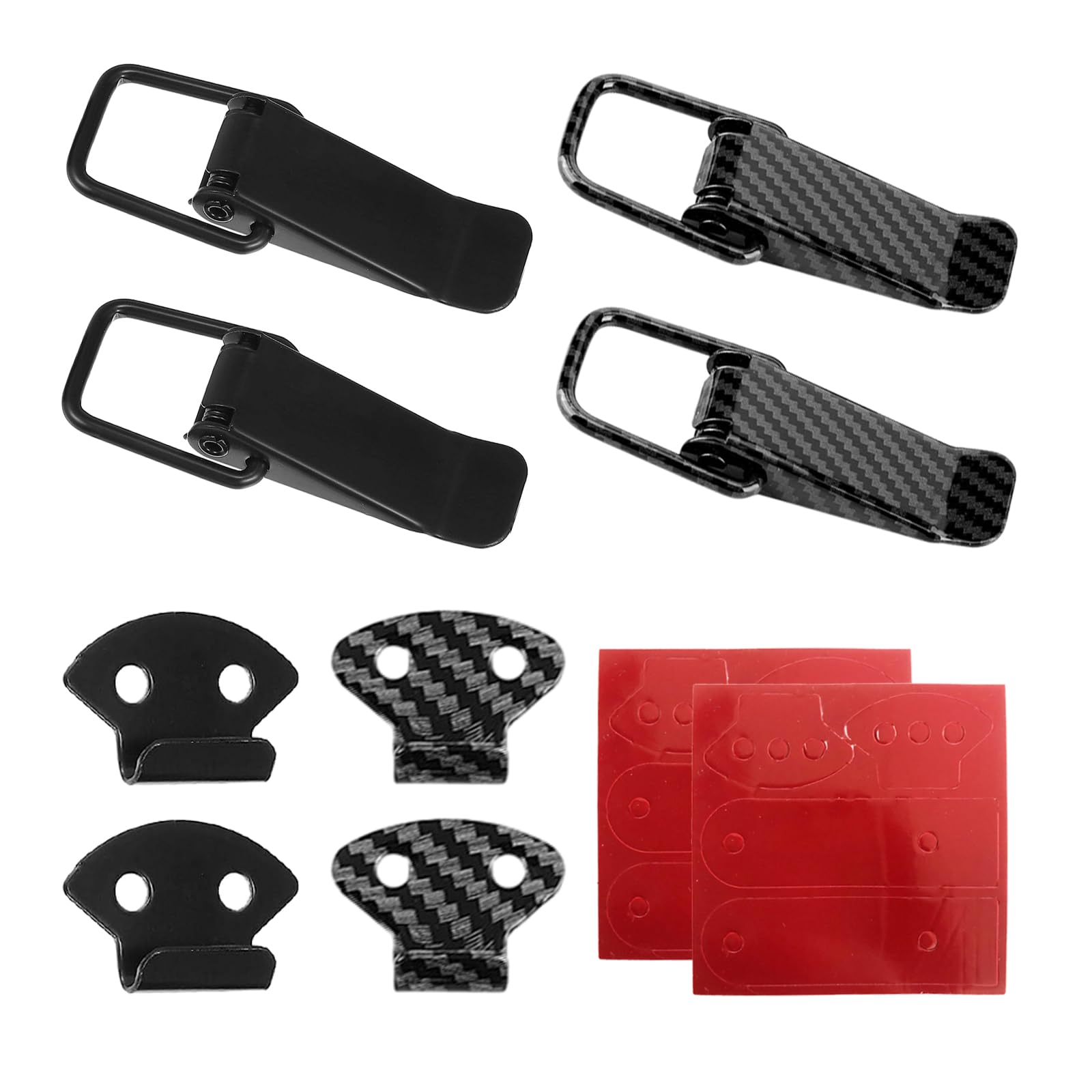 4 PCS Car Bumper Clip Hasp, Carbon Fiber Auto Bumper Security Hook Lock Clips Kit, Quick Release Fasteners for Front Rear Bumper Trunk Fender, Universal Car Accessories (Black+Carbon Fiber, S)