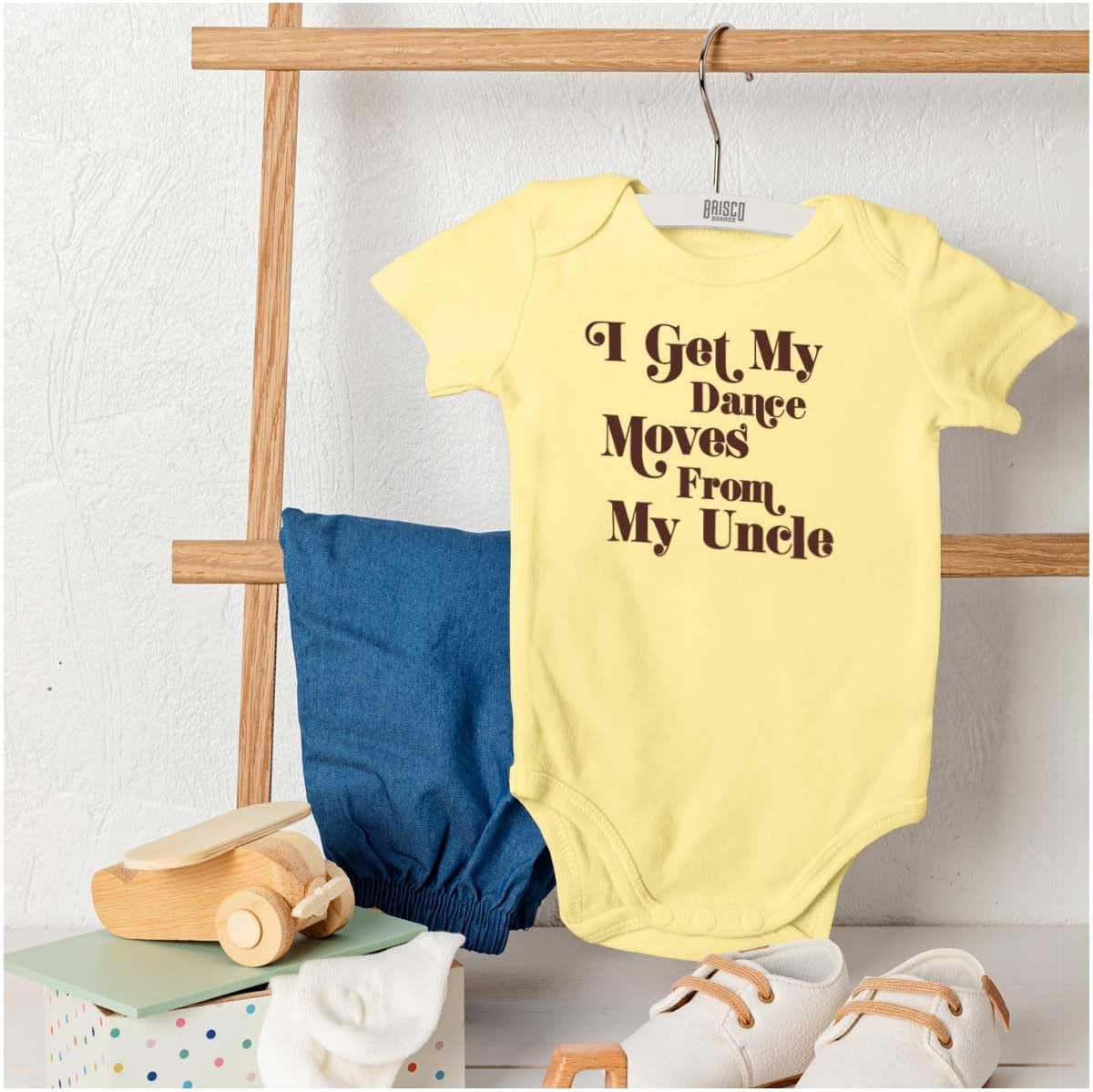 Brisco Brands I Get My Dance Moves From My Uncle Baby Romper Boys or Girls