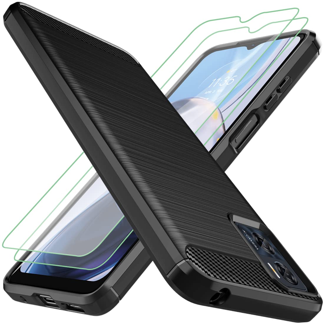 Osophter for Moto E13 Case,Motorola E13 Case with 2pcs Screen Protector Shock-Absorption Flexible TPU Rubber Protective Ce...