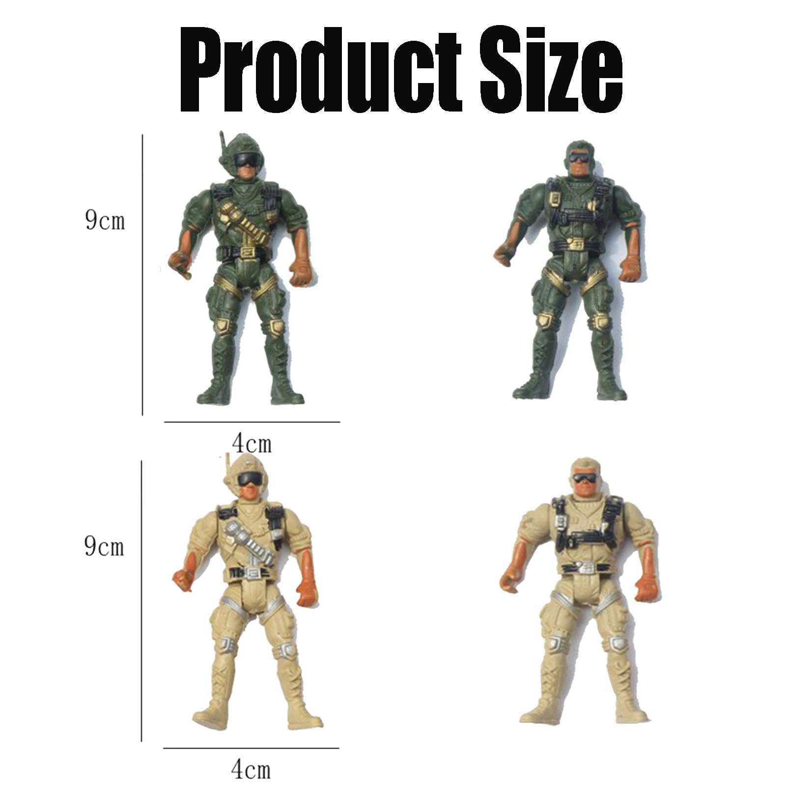 16 PCS Toy Soldiers Army Toys, 9cm Military Figures with 8 Green and 8 Sand Colors, Realistic Army Men for Collection and Display, Compatible with Various Toy Sets - Image 2