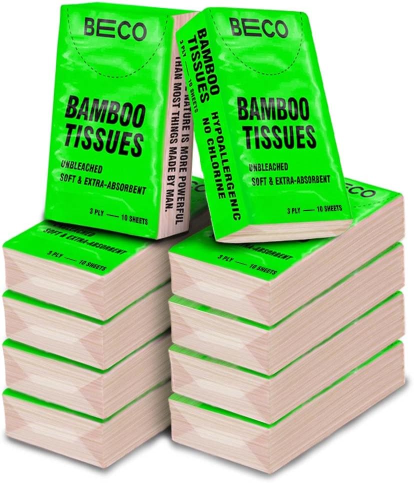 Beco Bamboo Hanky Tissues, 100 Pulls Pack of 10, 100% Natural and Ecofriendly